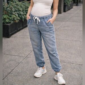 Paisley Sky Denim Maternity Joggers